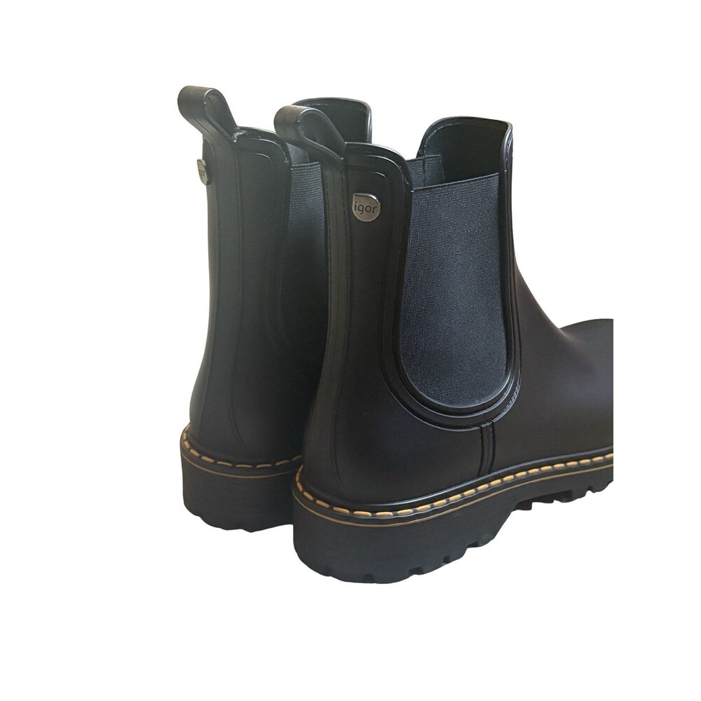 Igor Chelsea Rain Boots Women, Size 40 (US 9-9.5), Black, Made in Spain, EUC - Picture 3 of 5
